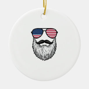 Décoration En Céramique Lunettes de soleil barbe patriotique vintage T-shi