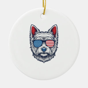 Décoration En Céramique Lunettes de soleil pour chien Westie patriotiques