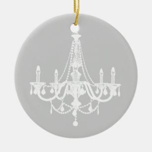 Décoration En Céramique Lustre blanc et gris chic