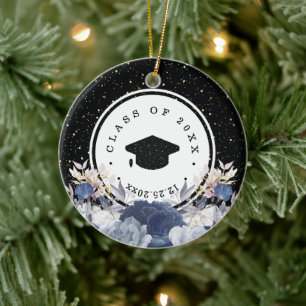 Décoration En Céramique Luxe Black Gold Parties scintillant Floral Graduat