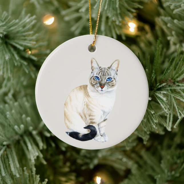 Décoration En Céramique Lynx Point Siamese Chat Personnalisé Noël (Arbre)