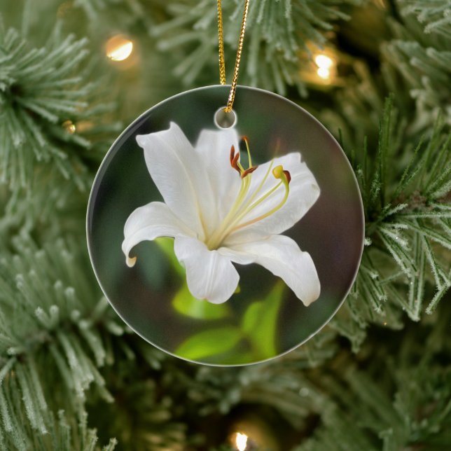 Décoration En Céramique Lys blanc crépusculaire (Arbre)