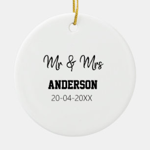Décoration En Céramique M. et Mme ajoutent le nom de famille date année ca