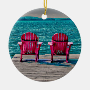 Décoration En Céramique M. Mme Turquoise Beach Adirondack Chaises Mariage 