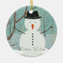 M. Winter Souhaite Snowman Ornament Round