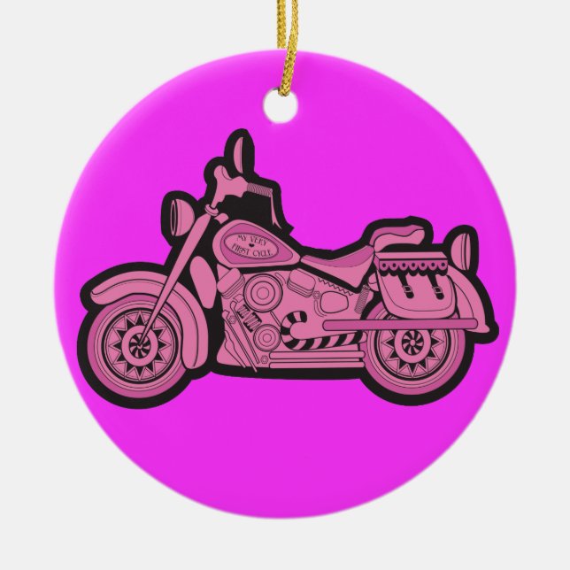 Décoration En Céramique Ma première moto rose (Devant)