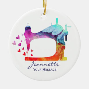 Décoration En Céramique Machine à coudre aquarelle
