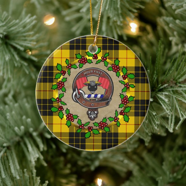 Décoration En Céramique MacLeod Clan Badge & Tartan Noël personnalisé (Arbre)