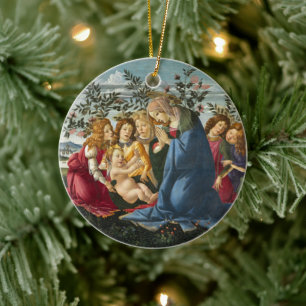 Décoration En Céramique Madonna Adoring Child with 5 Angels Botticelli
