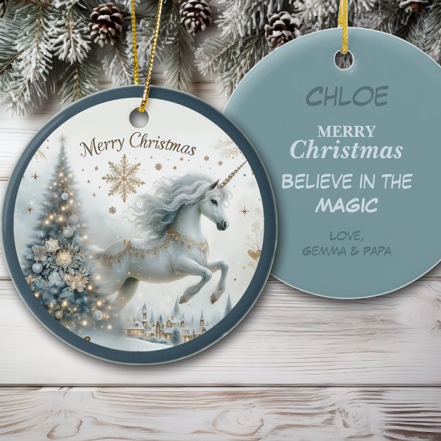 Décoration En Céramique Magical White Unicorn Granddaughter Christmas (Créateur téléchargé)
