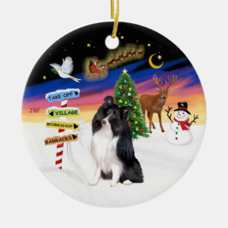 Décoration En Céramique Magie de Noël - Bi Black Shetlland Sheepdog