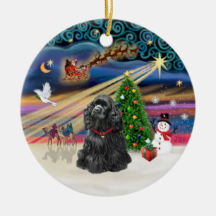 Décoration En Céramique Magie de Noël - Black Cocker Spaniel