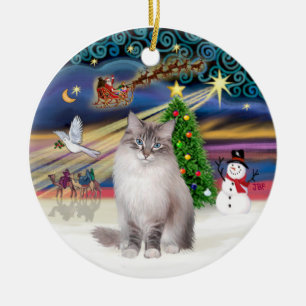 Décoration En Céramique Magie de Noël - Chat Ragdoll (Colorpoint Lynx)
