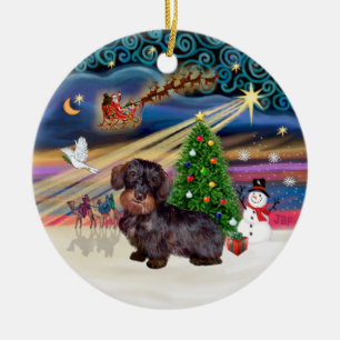 Décoration En Céramique Magie de Noël - Feu Haired Dachshund