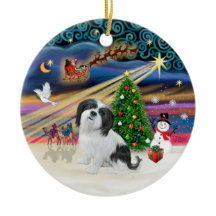 Magie de Noël - Lhassa Apso (noir et blanc)