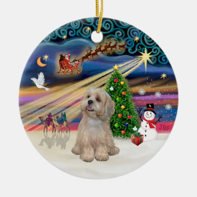 Décoration En Céramique Magie de Noël - Lhassa Apso (R2) (Devant)