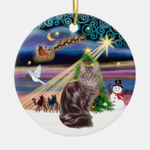 Décoration En Céramique Magie de Noël - Maine Coon chat 10