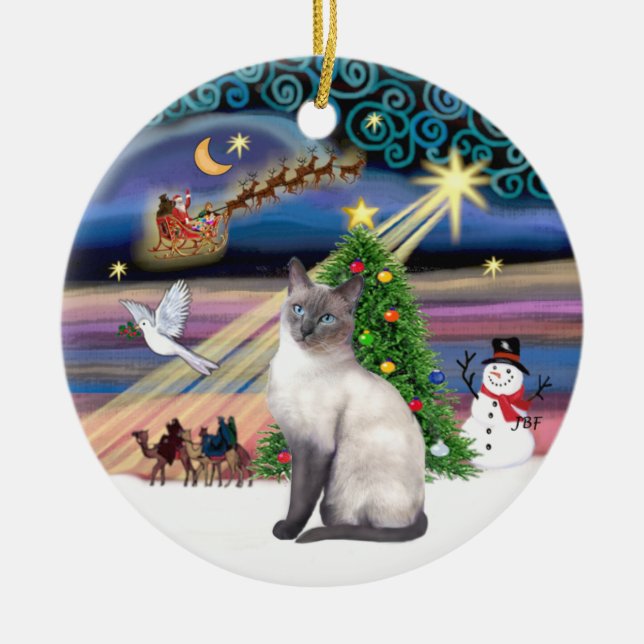 Décoration En Céramique Magie de Noël - Point Bleu Siamese (Devant)