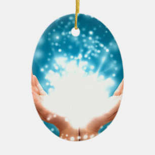 Décoration En Céramique Main de guérison verte chakra Reiki énergie zen 