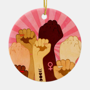 Décoration En Céramique Main féminine avec poing levé