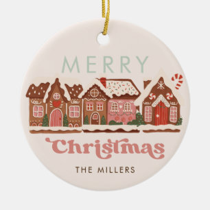 Décoration En Céramique Maison en pain d'épice Joyeux Noël moderne