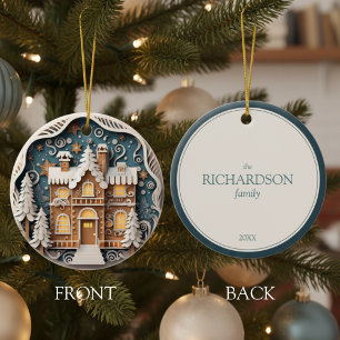 Décoration En Céramique Maison en pain d'épices 3D Noël nom personnalisé