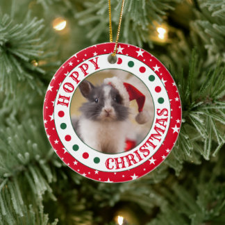 Décoration En Céramique Maison Rouge personnalisée Rabbit Photo Noël