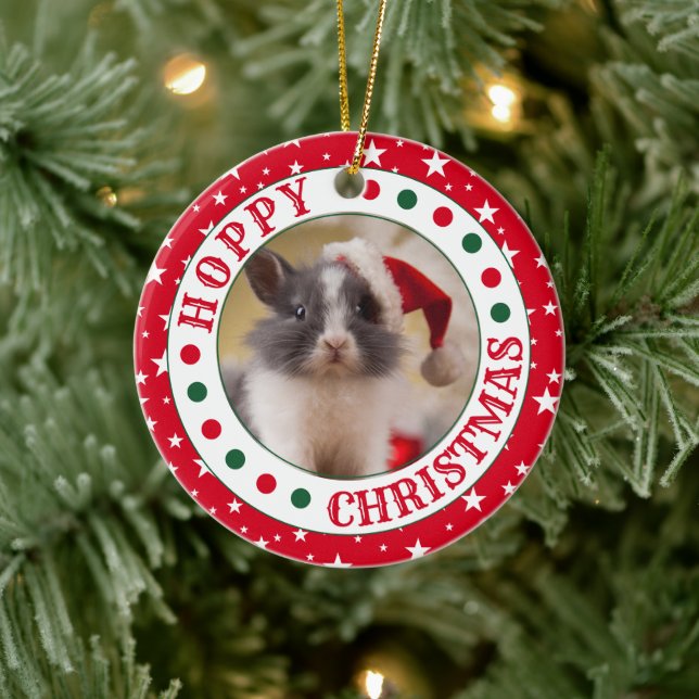 Décoration En Céramique Maison Rouge personnalisée Rabbit Photo Noël (Arbre)