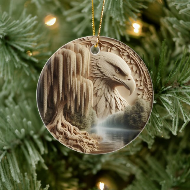 Décoration En Céramique Majestic Eagle surplombant le lac Serene (Arbre)