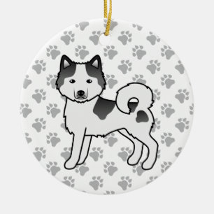 Décoration En Céramique Malamute d'Alaska pie noir mignon chien de dessin 