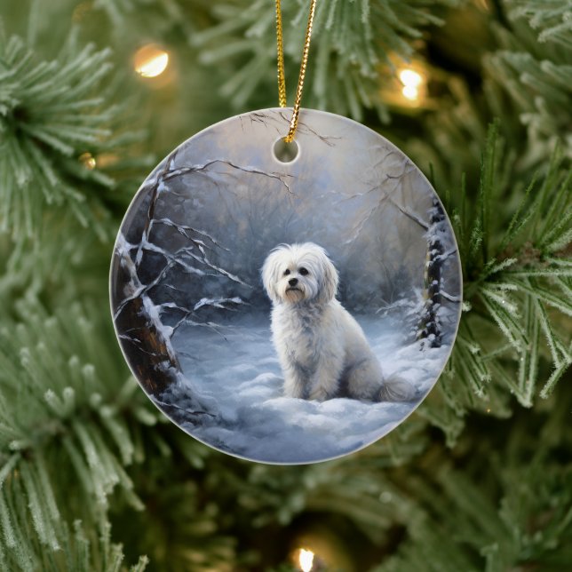 Décoration En Céramique Maltais Laisser Neige Noël (Arbre)