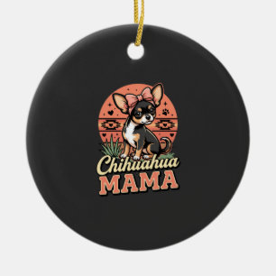 Décoration En Céramique Maman Chihuahua mignonne noeud Chien Maman