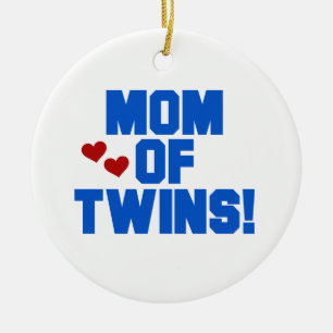 Décoration En Céramique Maman de Twins Blue Text Cadfts