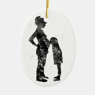 Décoration En Céramique Maman enceinte avec fille