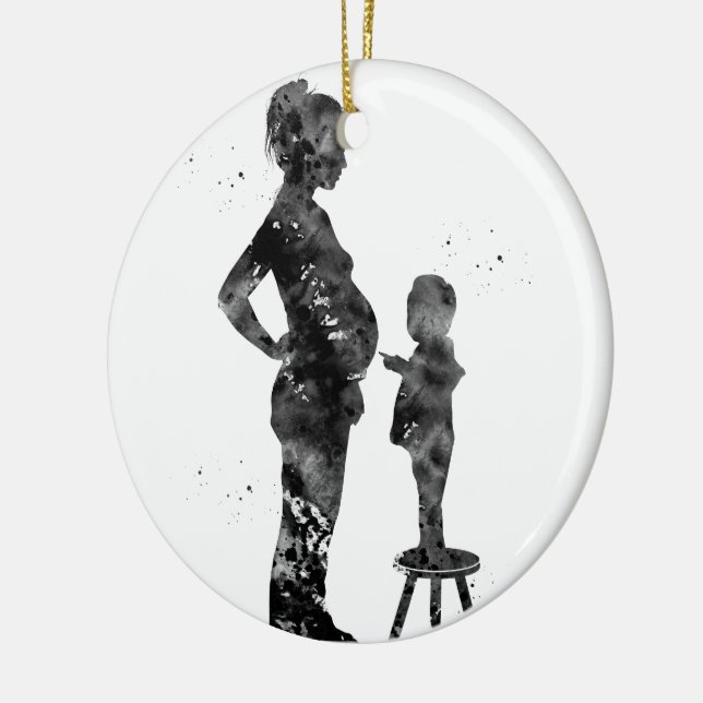 Décoration En Céramique Maman enceinte avec fils (Gauche)