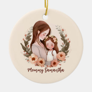 Décoration En Céramique Maman et fille avec couronne Rose 2