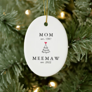 Décoration En Céramique Maman   Meemaw Année Est. Noël