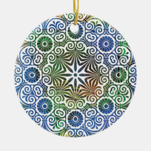Décoration En Céramique Mandala bleu et vert