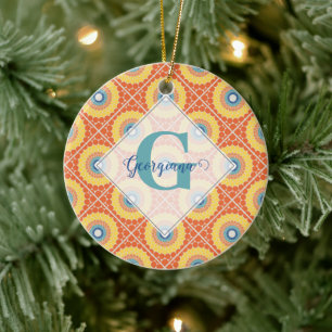 Décoration En Céramique Mandala Eté Egéenne Carrelée Personnalisée