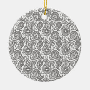 Décoration En Céramique Mandarine Paisley noir