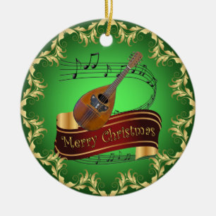 Décoration En Céramique Mandolin 02 ~ Scroll musical ~ Joyeux Noël ~