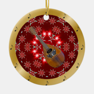 Décoration En Céramique Mandolin ~ Argent ~ Rouge~ Or ~ Noël ~