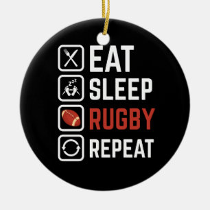 Décoration En Céramique Manger Sleep Rugby Répéter Sport Cadeau