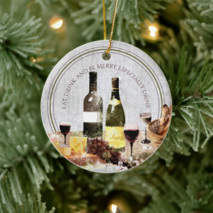 Décoration En Céramique Mangez un verre de plaisir surtout le vin Noël