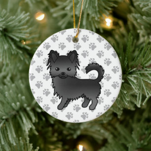 Décoration En Céramique Manteau long noir Chihuahua Cartoon Chig & Paps