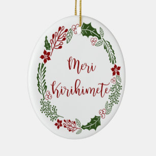 Décoration En Céramique Māori Joyeuse couronne de Noël, Meri Kirihimete