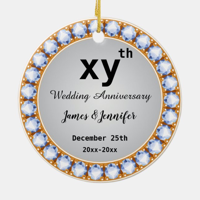 Décoration En Céramique Mariage Anniversaire diamant Personnalisé années e (Dos)