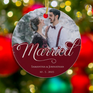 Décoration En Céramique Marié | Photo de couple de Noël moderne