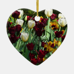 Décoration En Céramique Maroon et Tulipes Jaunes Florales colorées