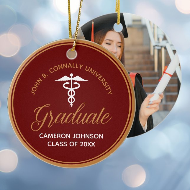 Décoration En Céramique Maroon Gold Médicale School Graduation Photo (Créateur téléchargé)
